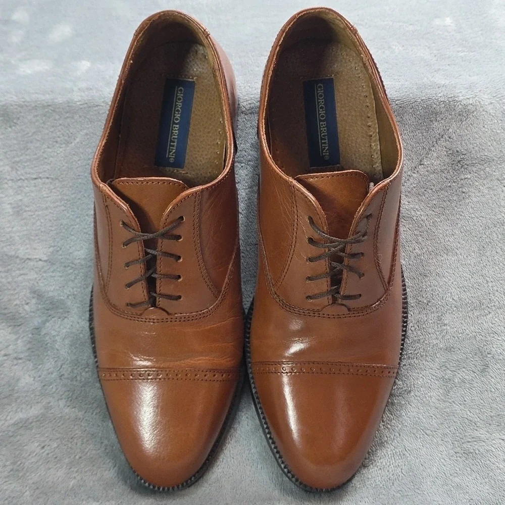 Vintage Giorgio‎ Brutini CAPTOE LEATHER OXFORD DRESS SHOES W/ BROGUE...